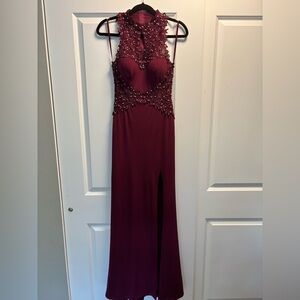 City Triangles Heart Maroon Prom Dress